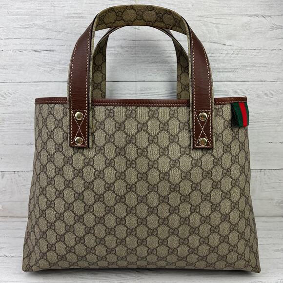 Authentic Gucci Web Loop Tote in GG Supreme Canvas and Leather - Picture 2 of 12